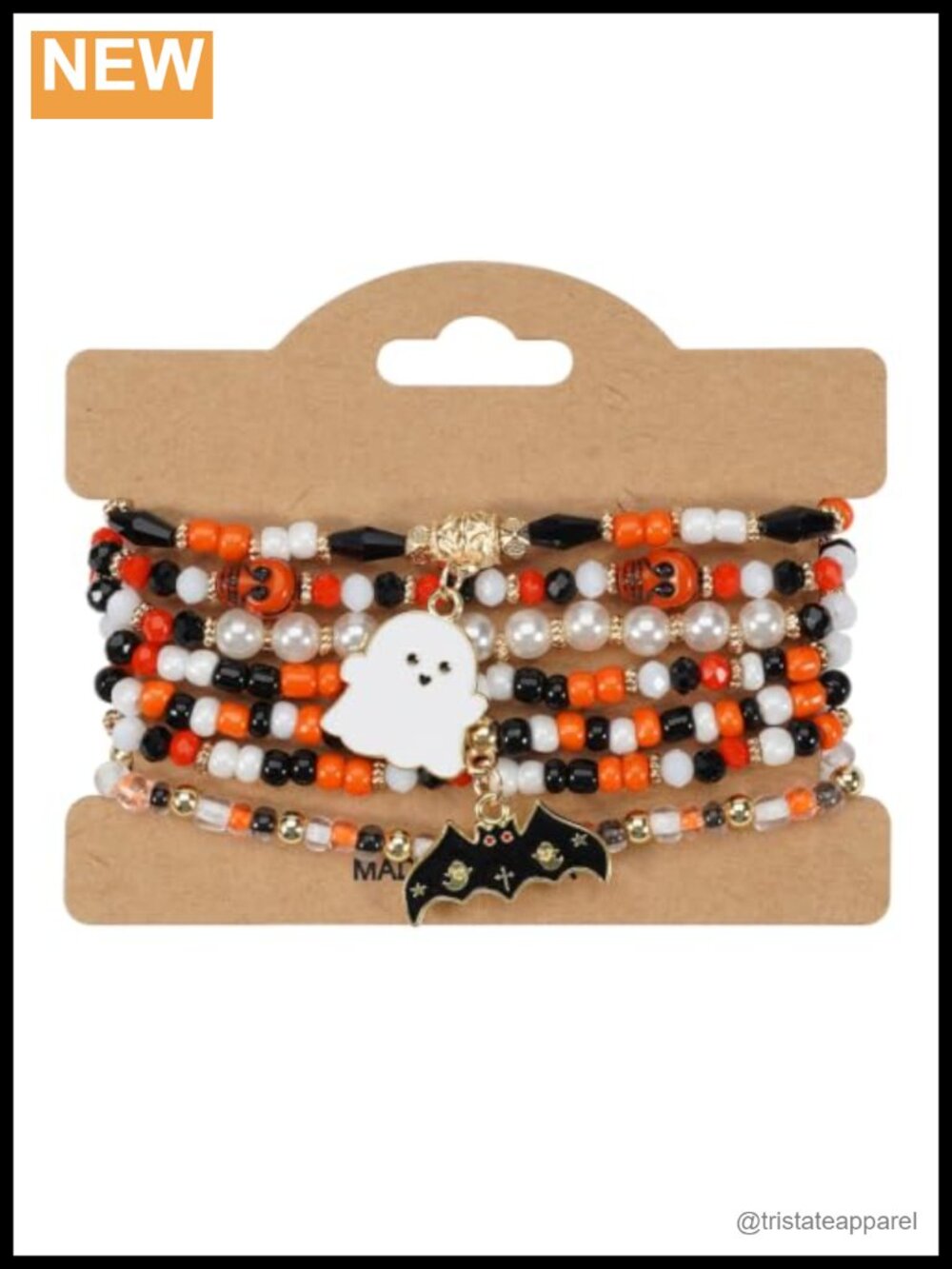 Halloween Stretch Beaded Bracelet Stack Charms Set 7 Pcs